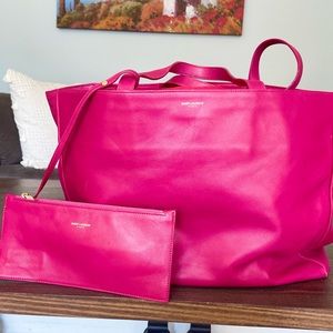 Saint Laurent Reversible Leather & Suede Tote